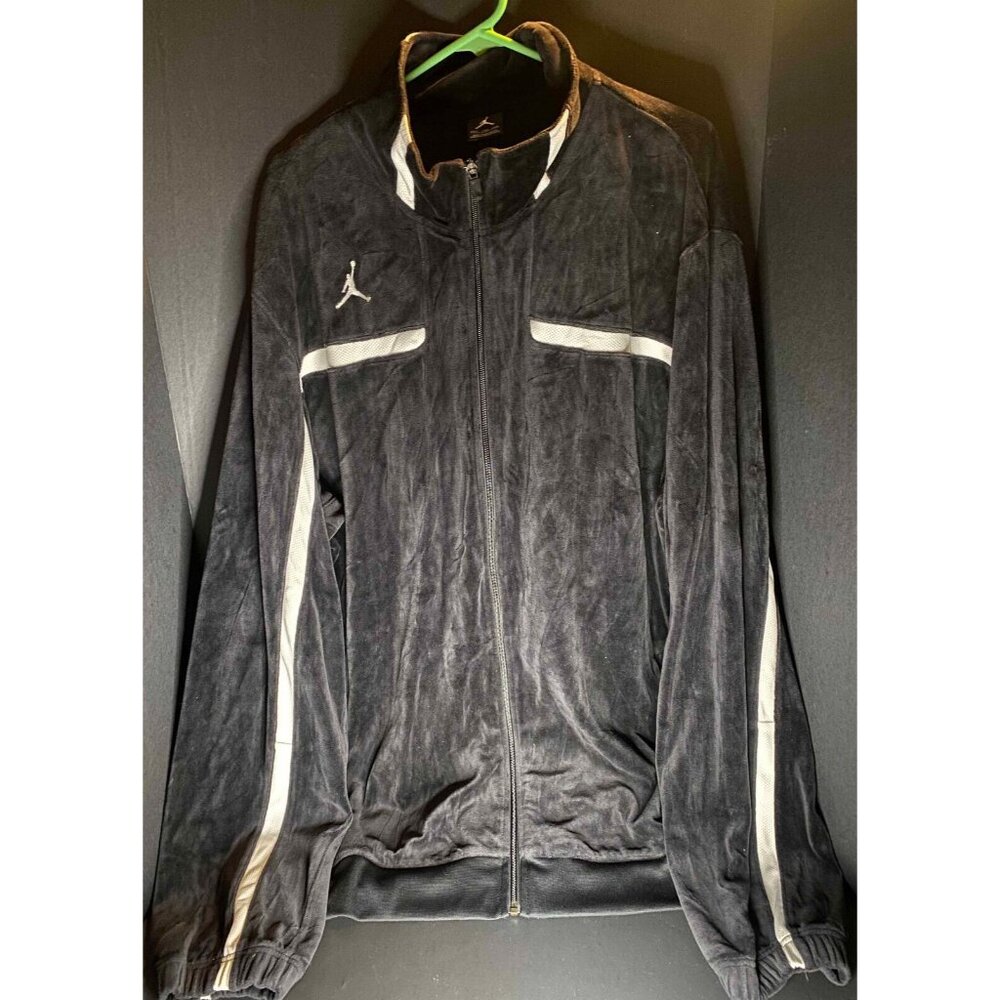 Air Jordan Mens 2XLT Full Zip Fleece Black Track Jacket Y2K